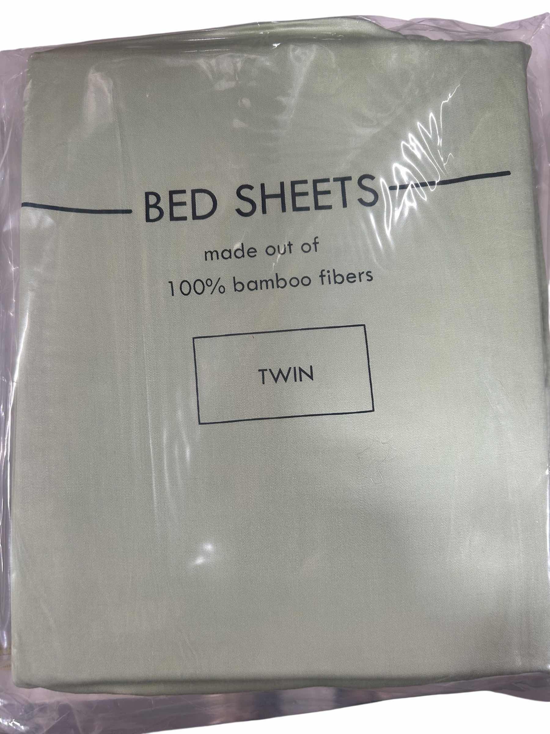 View 3 of BAMBOO IS BETTER SAGE 100% BAMBOO FIBERS TWIN BED SHEET SET