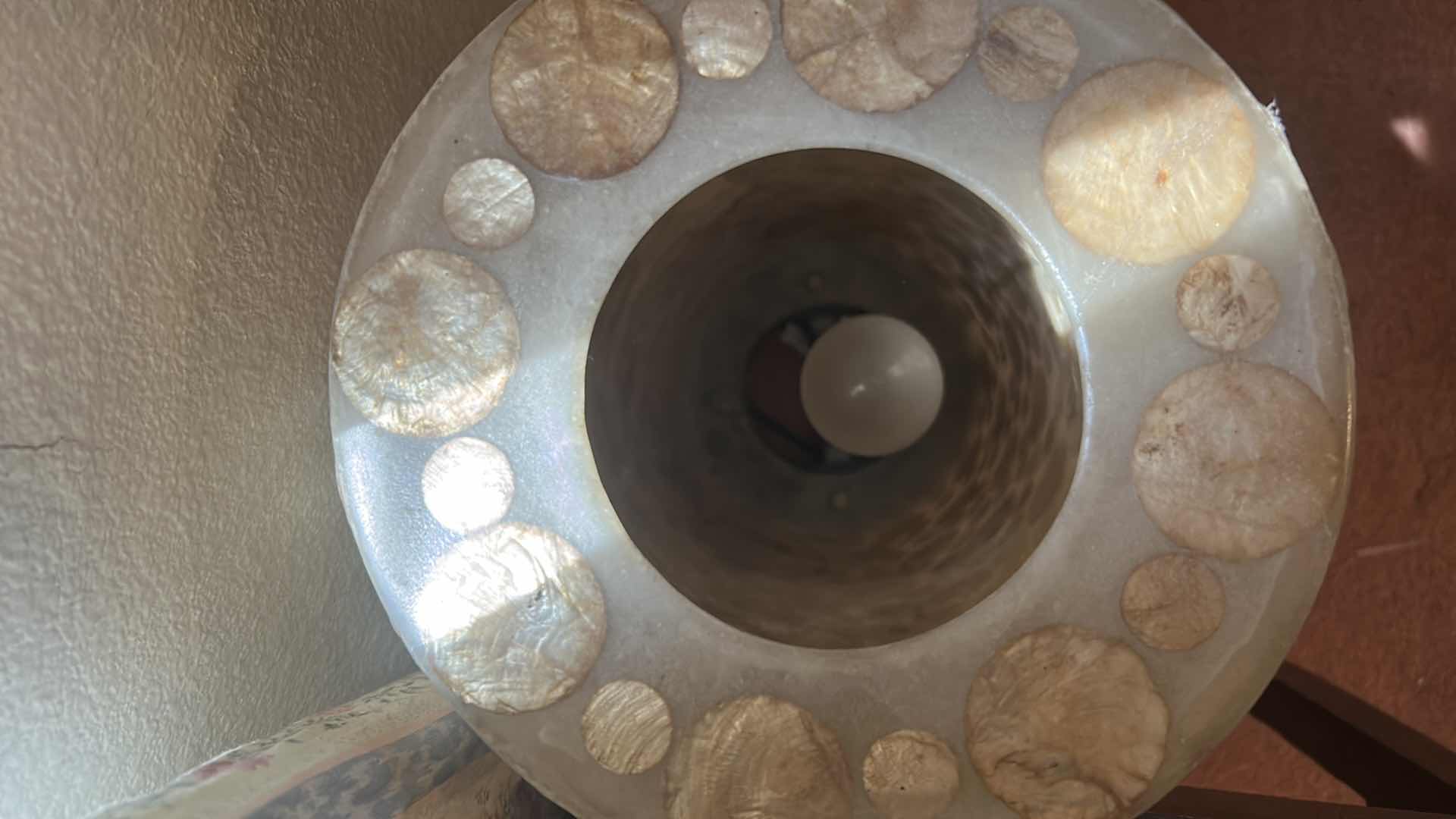 Photo 1 of 1960 INSPIRED MOSAIC CAPIZ SHELLS CYLINDRICAL LANTERNS