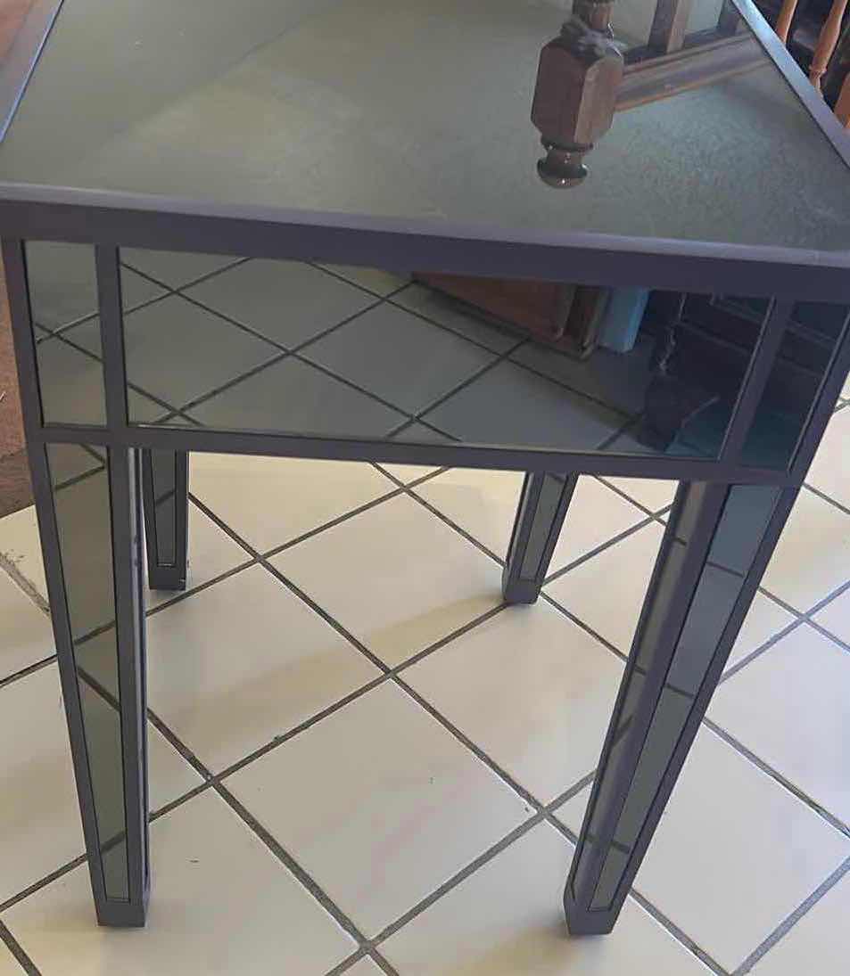 Photo 1 of GOLD COAST BLUE MIRRORED SIDE TABLE 18" X 18" H 24"