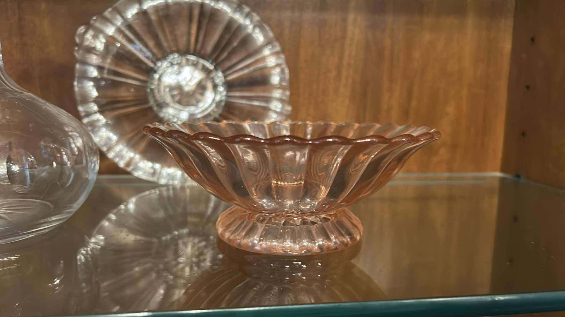 Photo 1 of VINTAGE PINK AND CLEAR DEPRESSION GLASS ITEMS.