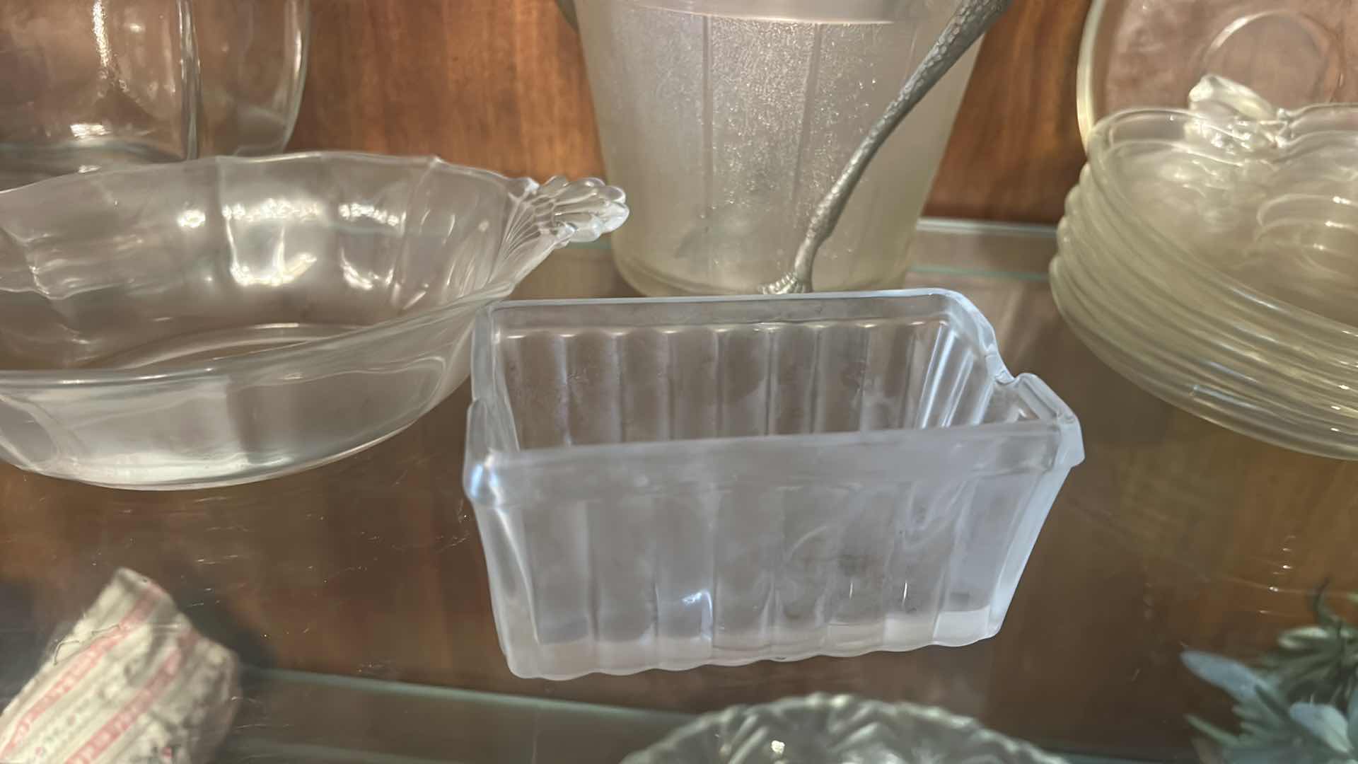 Photo 1 of GLASS PCS - ICE BUCKET, APPLE PLATES, PITCHER, BOWL, LIDDED JAR & MORE