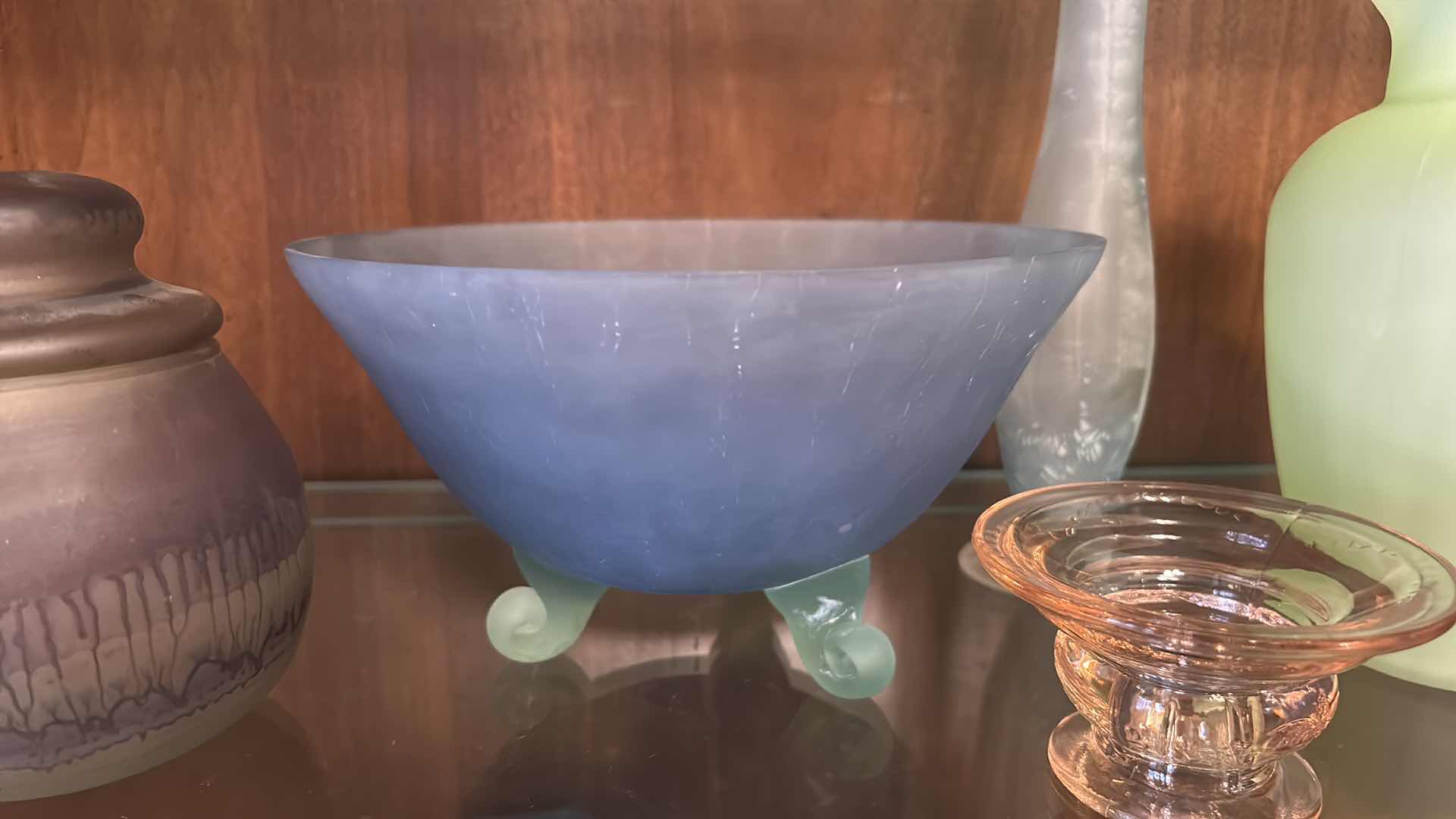 Photo 1 of 6 PC COLORED GLASS VASES & BOWLS