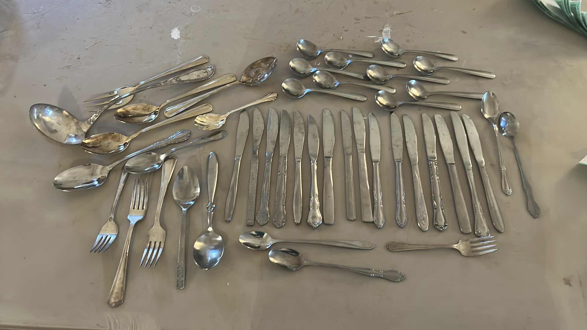 Photo 1 of 44 STAINLESS STEEL AND SILVER PLATED SILVERWARE