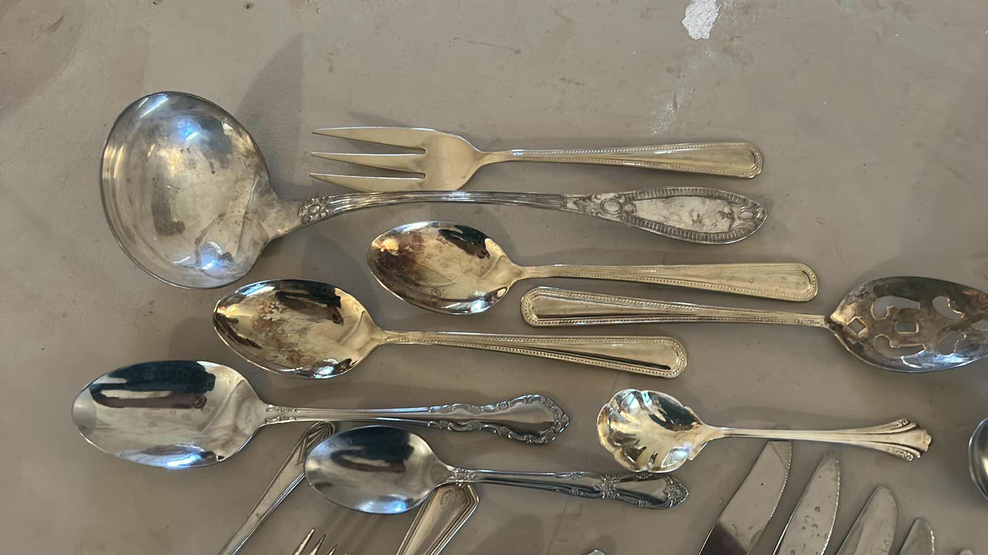 Photo 1 of 44 STAINLESS STEEL AND SILVER PLATED SILVERWARE