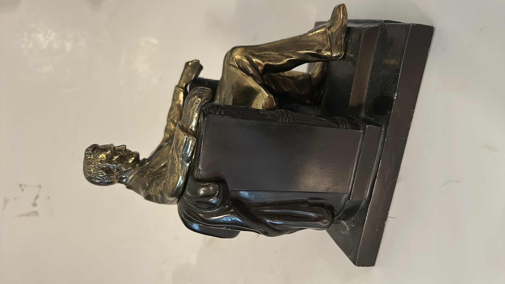 Photo 1 of BRONZE "ABRAHAM LINCOLN" MEMORIAL STATUE FIGURINE H6.5”