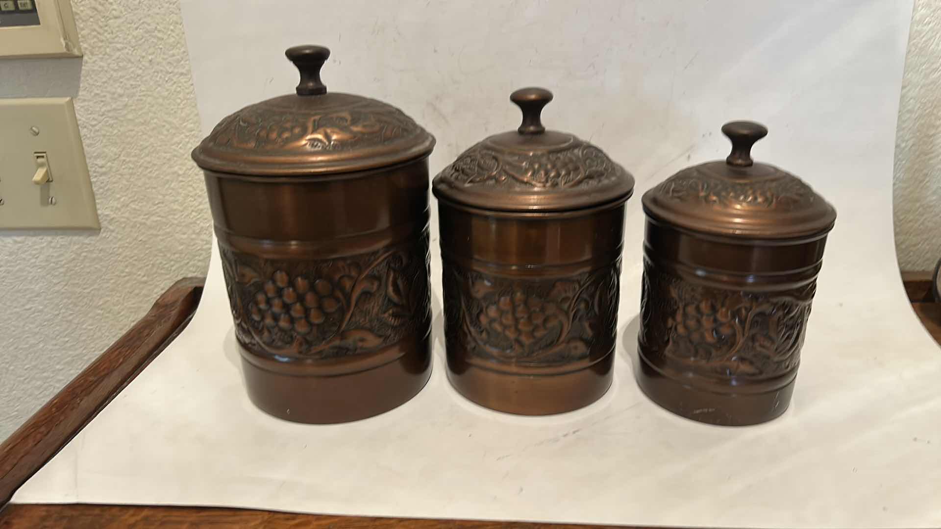 Photo 1 of 3 PC BRASS TONE CANISTER SET
