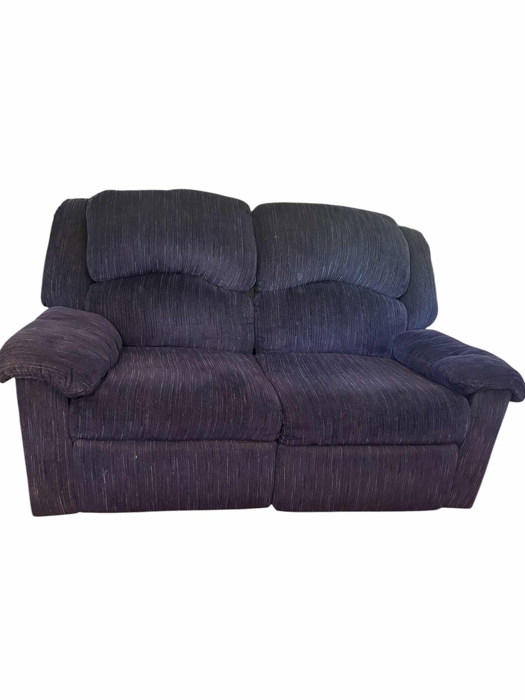Photo 1 of ASHLEY SIMPLE JOY NAVY BLUE RECLINING LOVESEAT CORDUROY FABRIC
