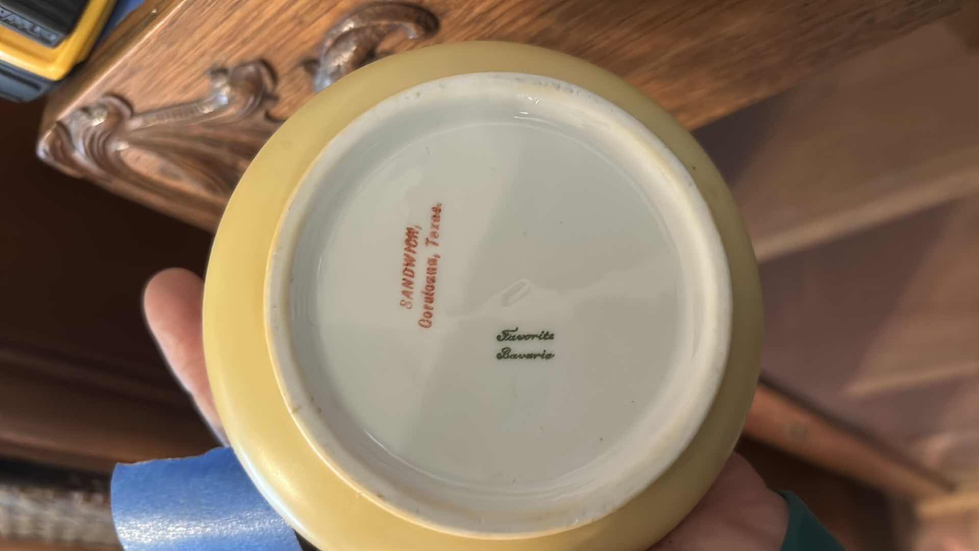 Photo 1 of 4 YELLOW AND WHITE VINTAGE PORCELAIN PIECES- ANTIQUE HAIR RECEIVER, FROM THE VICTORIAN ERA USED TO STORE HAIR, MATCHING TRINKET BOX, VASE AND MORE