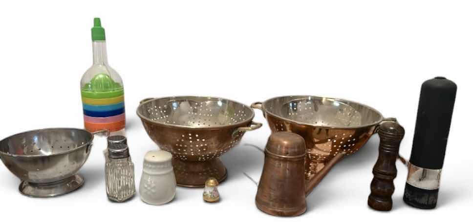 Photo 1 of KITCHEN ITEMS- BRASS COLANDERS & MORE
