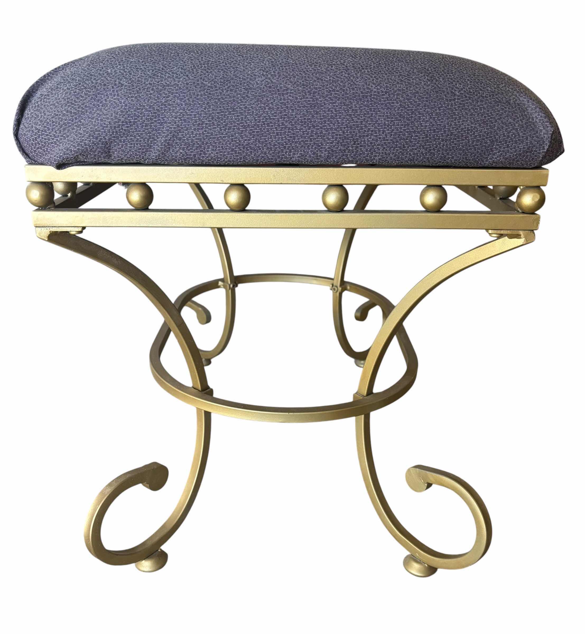 Photo 1 of VINTAGE VANITY BENCH WITH DECORATIVE SCROLLS & UPHOLSTERED SEAT H19” X 24”