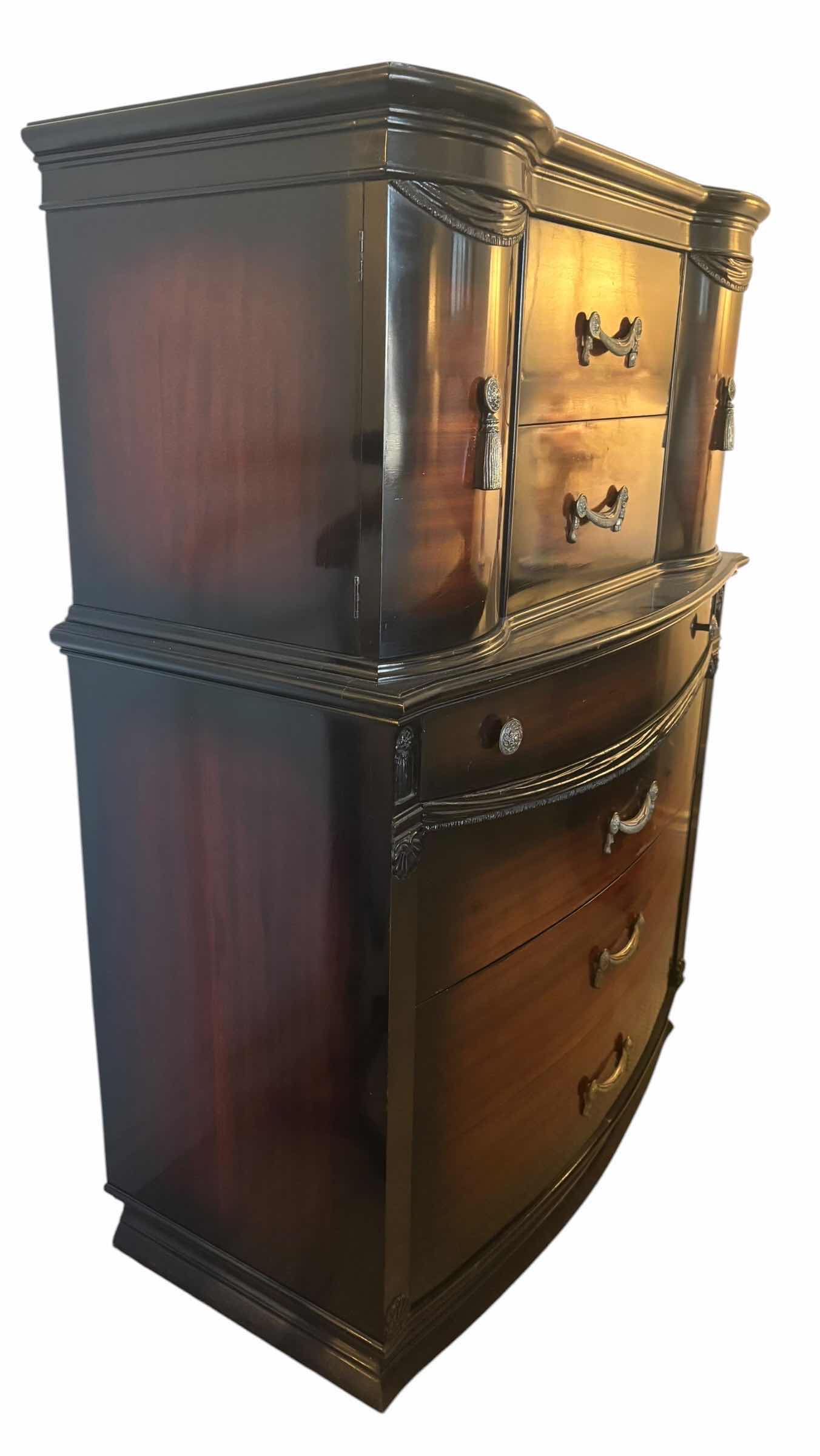 Photo 1 of VINTAGE MAHOGANY CHEST ON CHEST DRESSER W TONGUE & GROOVE DRAWERS 38" X 17" H 54"