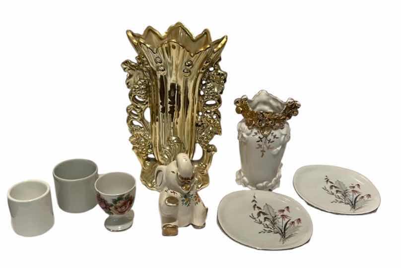 Photo 1 of 2 ROYAL DUCHESS FINE CHINA BAVARIA PLATES 4.5” PLATES, 2 VASES, H4” ELEPHANT FIGURINE, & MINI CUPS