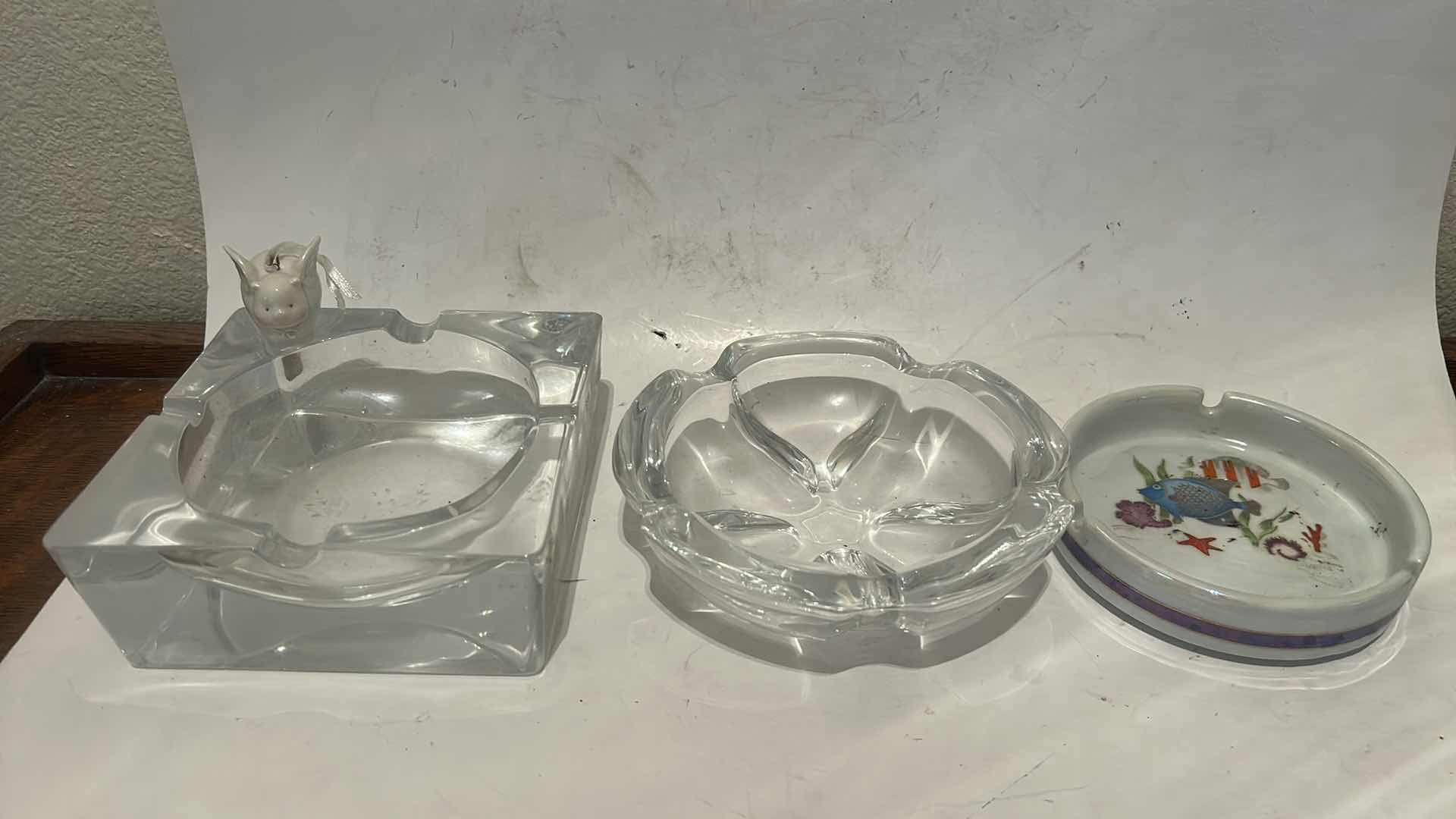 Photo 1 of 3 ASHTRAYS & TINY PORCELAIN PIG
