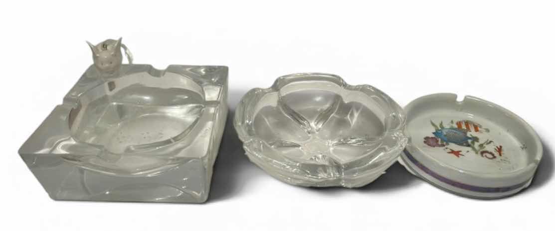 Photo 1 of 3 ASHTRAYS & TINY PORCELAIN PIG