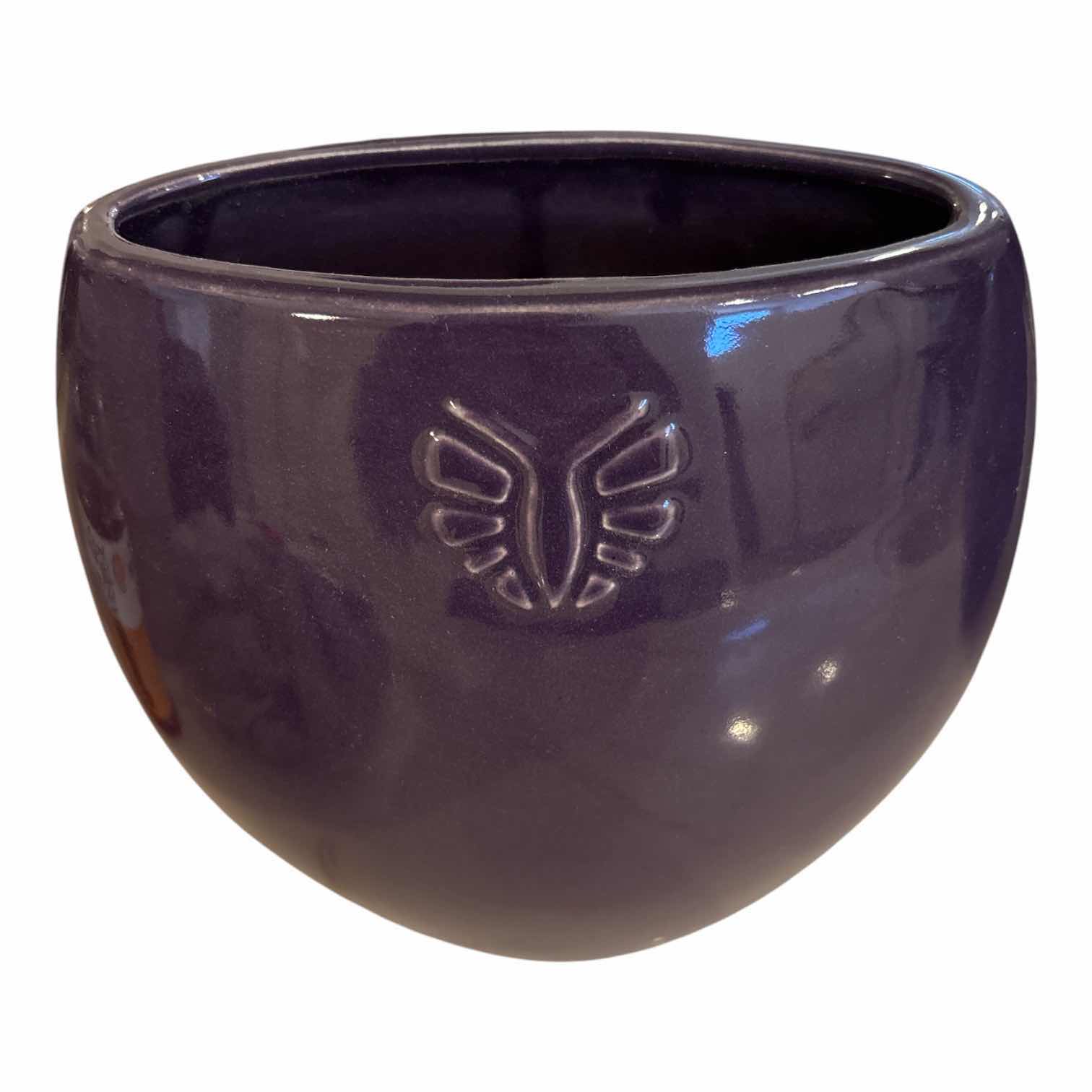 Photo 1 of (2)PCS GLAZED PURPLE OBLONG VASE H10”