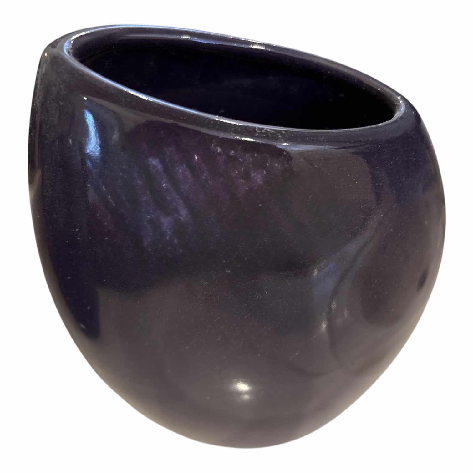 Photo 1 of (2)PCS GLAZED PURPLE OBLONG VASE H10”
