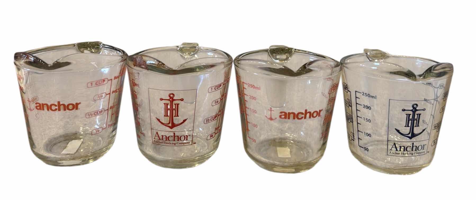 Photo 1 of VINTAGE ANCHOR HOCKING GLASS MEASURING CUPS (4)