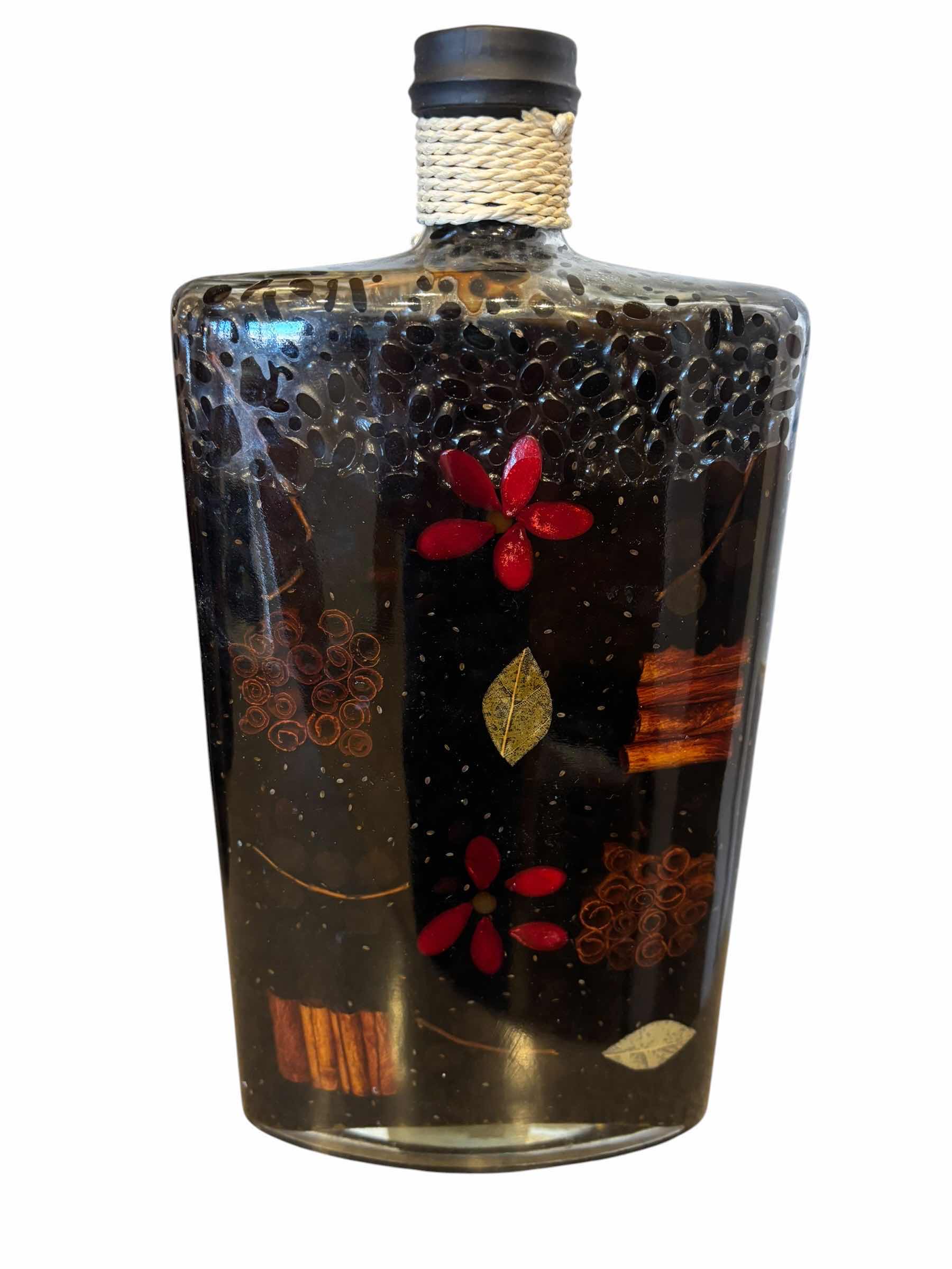 Photo 1 of DECORATIVE GLASS BOTTLES FILLED WITH HERBS, SPICES & OTHER BOTANICALS (4) H14” $120