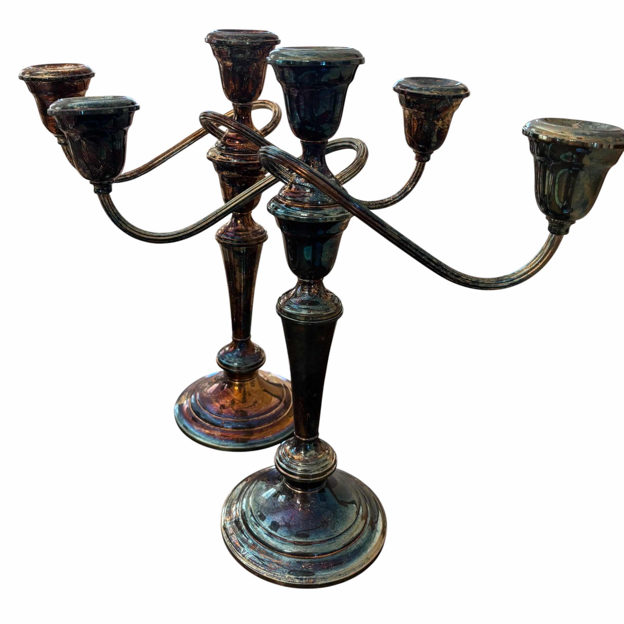 Photo 1 of VINTAGE SILVER PLATE 3-ARM CANDELABRAS (2)