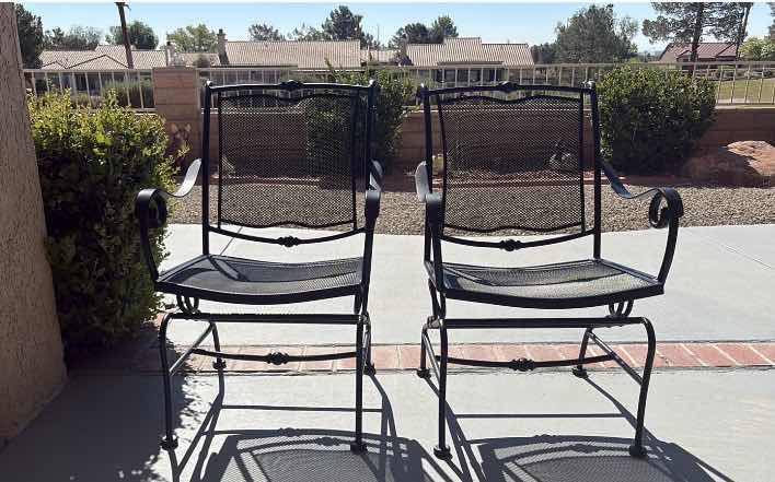 Photo 1 of 2- MEADOWCRAFT MONTE-CELLO WROUGHT IRON PATIO DINING ARM CHAIR SEAT HEIGHT 17” TOTAL H34”