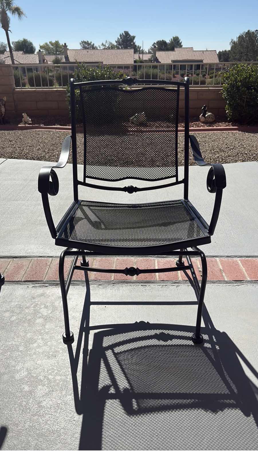 Photo 1 of 2 -MEADOWCRAFT MONTE-CELLO WROUGHT IRON PATIO DINING ARM CHAIR SEAT HEIGHT 17” TOTAL H34”