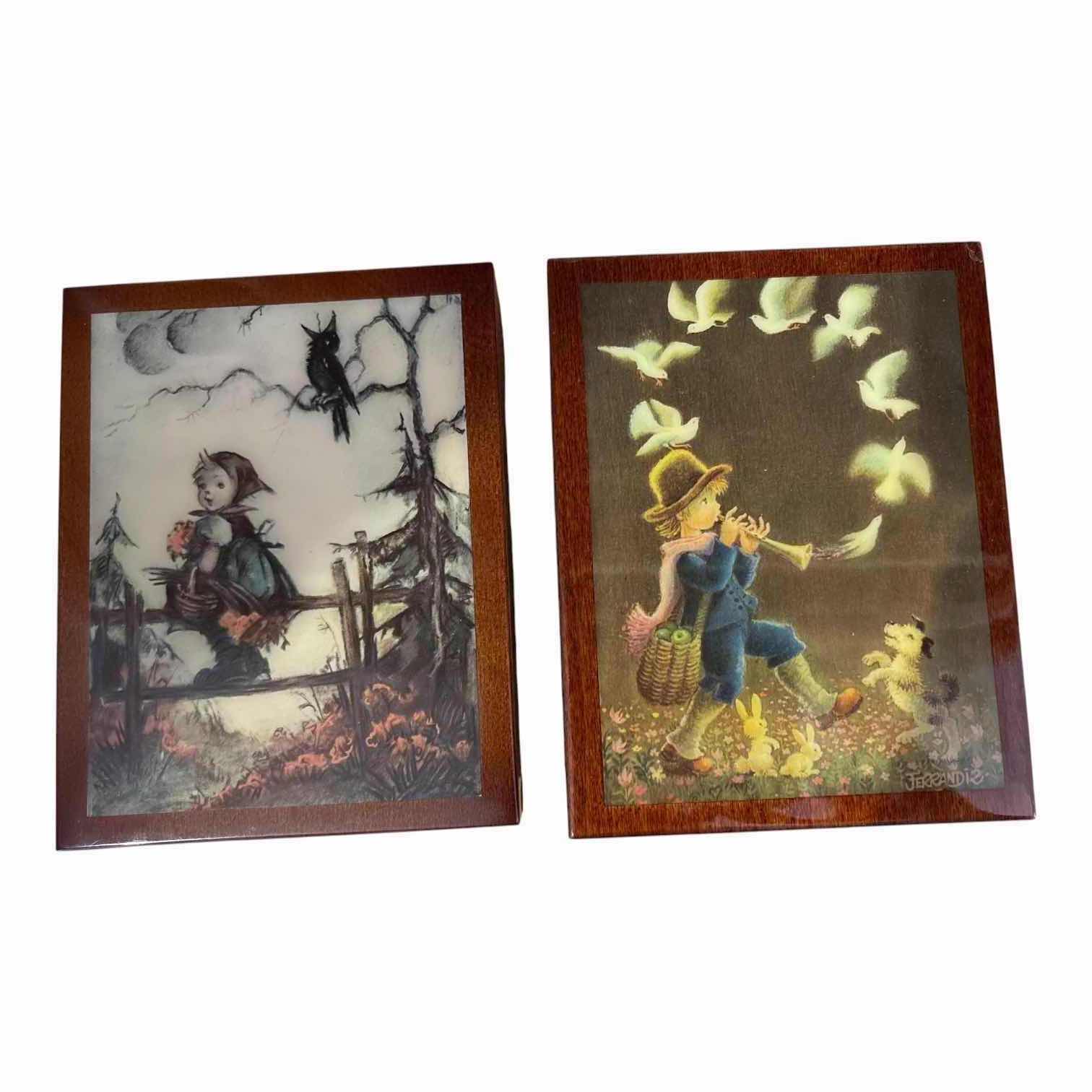 Photo 1 of (2)PCS VINTAGE MUSICAL JEWELRY BOX MADE IN SWITZERLAND AND ITALY 4.5”X5.75”H2”