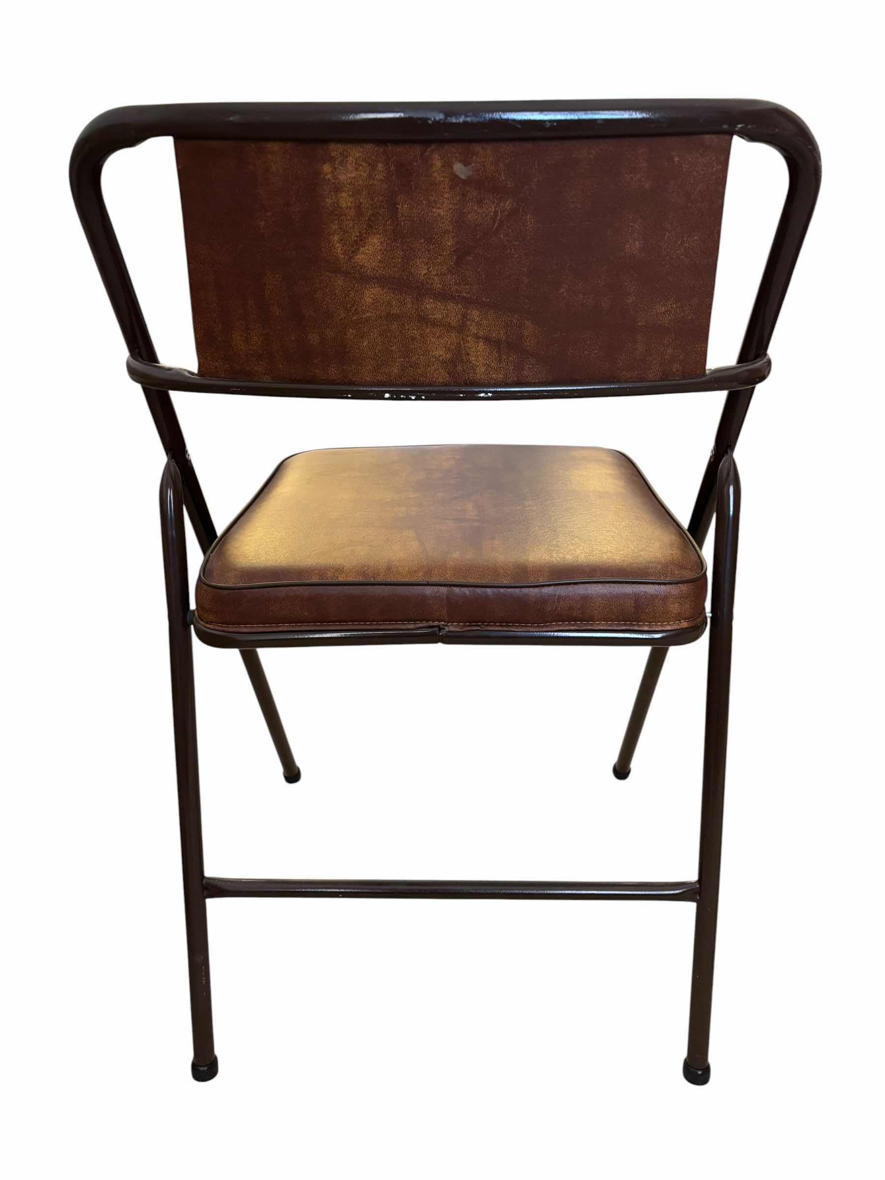 Photo 1 of VINTAGE METAL FOLDING CHAIRS WITH PADDED VINYL SEATS (2)