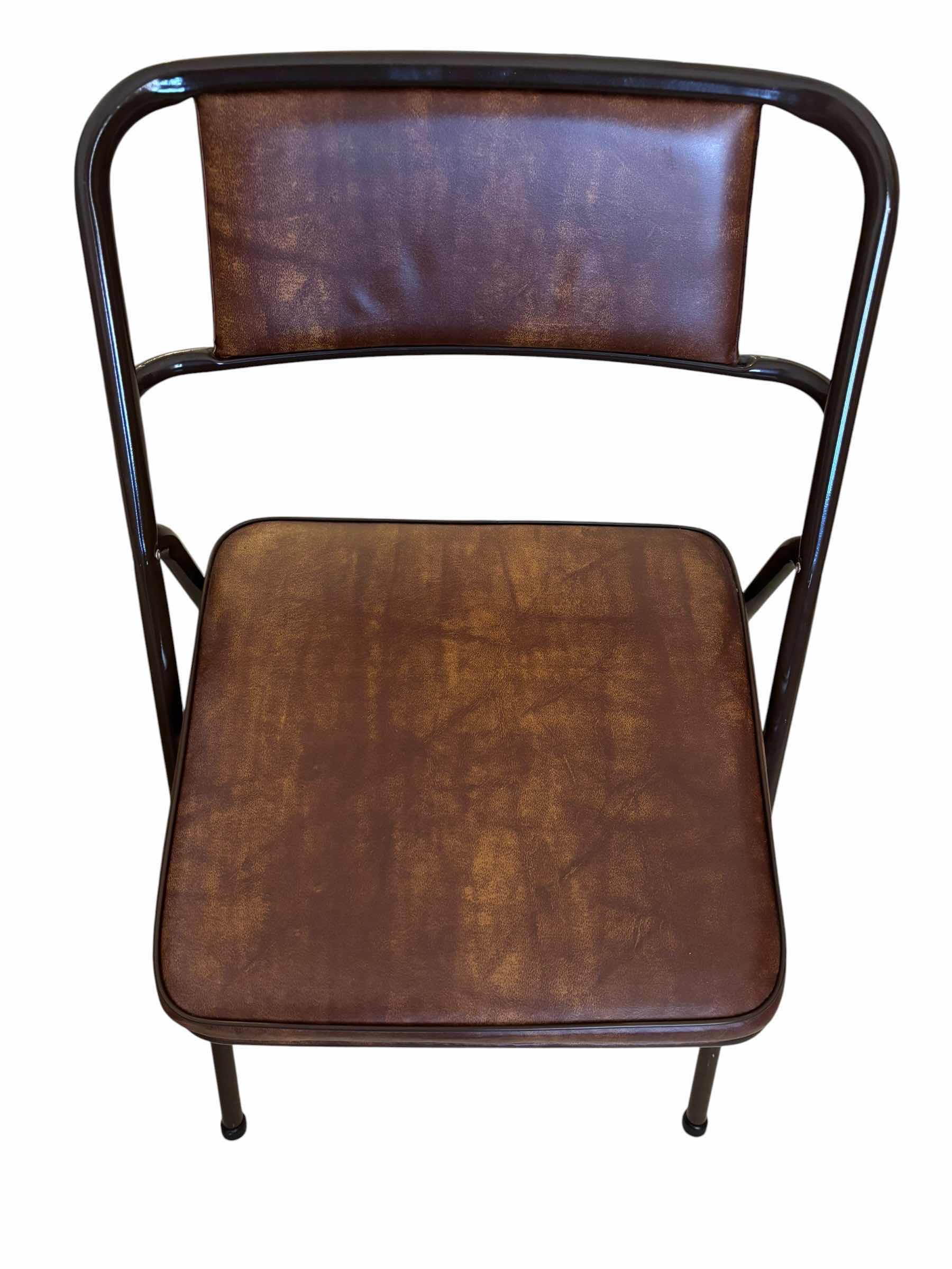 Photo 1 of VINTAGE METAL FOLDING CHAIRS WITH PADDED VINYL SEATS (2)