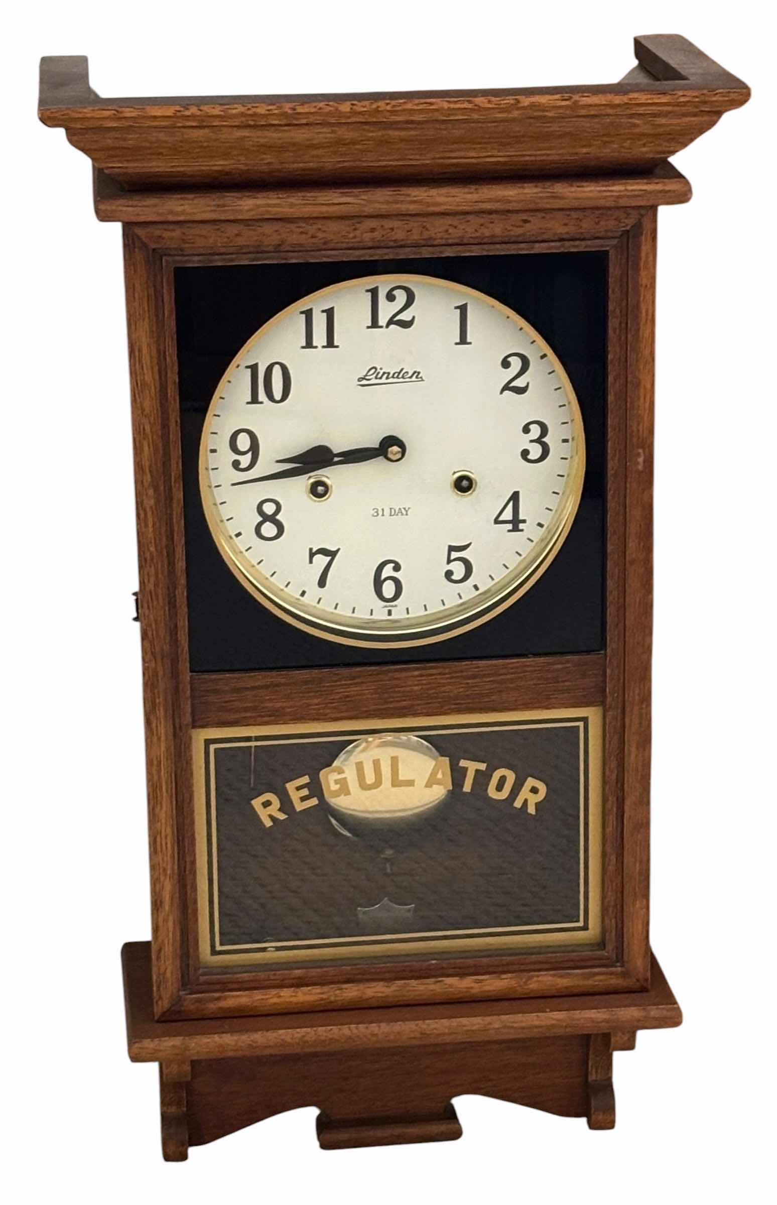 Photo 1 of VINTAGE 1970S LINDEN 31-DAY REGULATOR PENDULUM WALL CLOCK