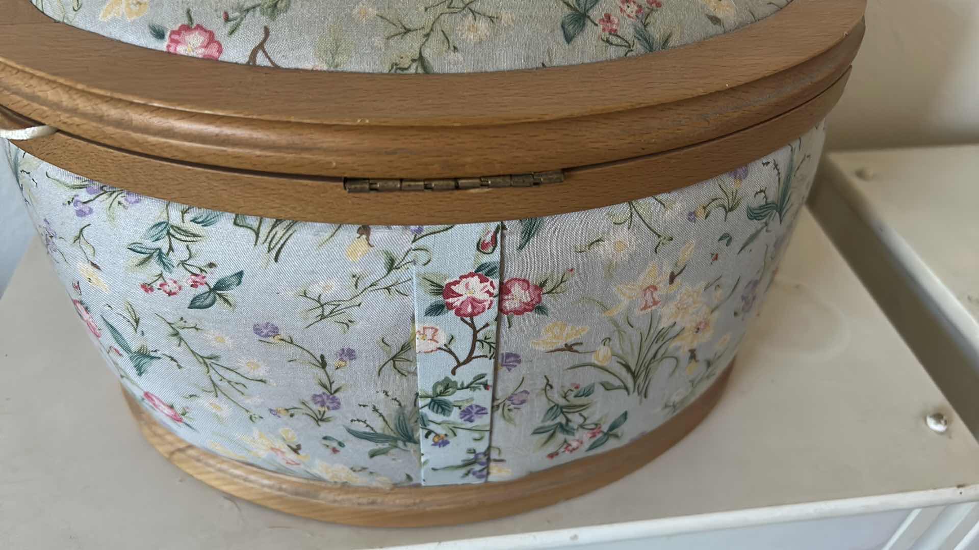 Photo 1 of VINTAGE FLORAL OVAL SEWING BASKET