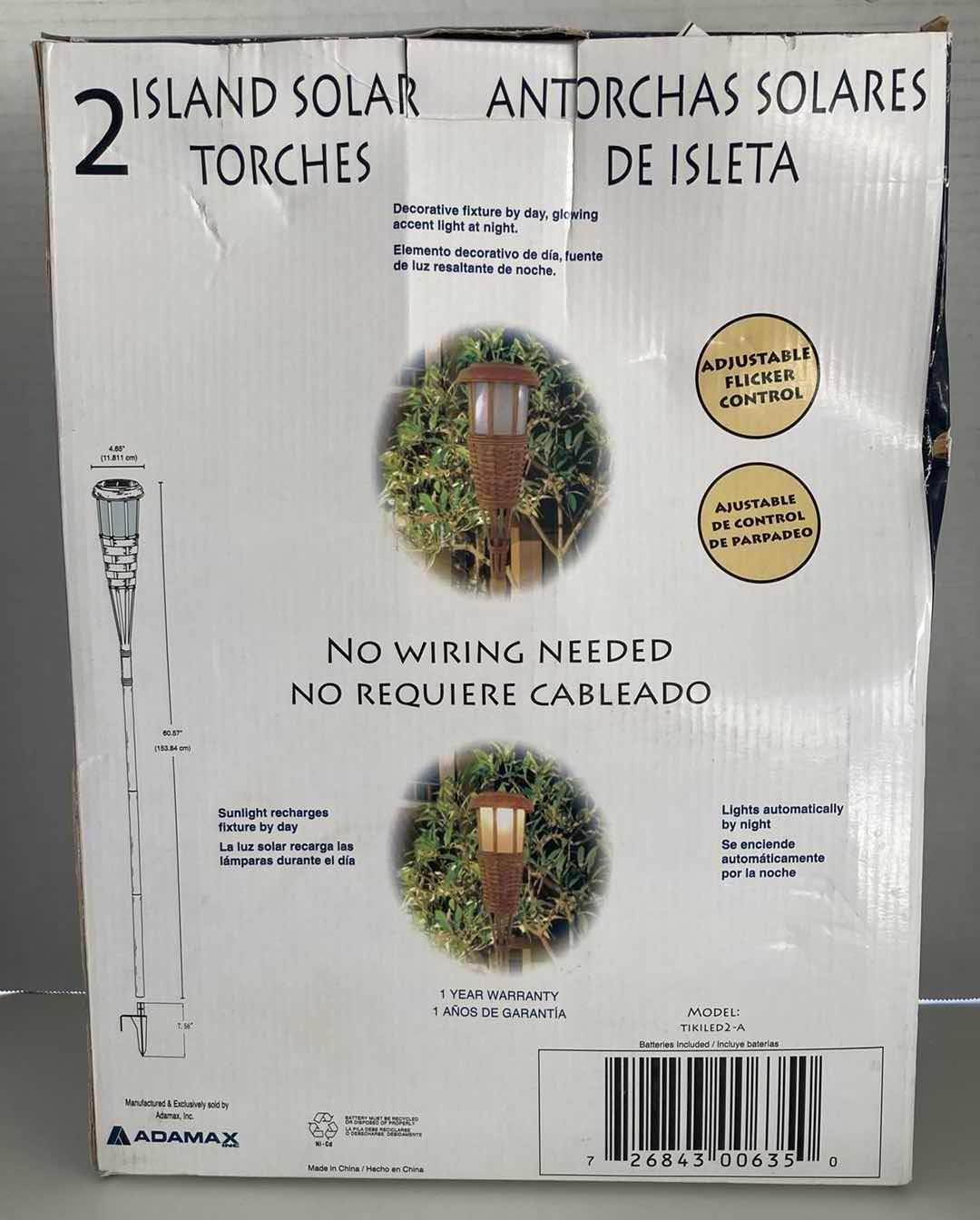 Photo 2 of NEW SOLAR ISLAND TORCHES BATTERY OPERATED TIKI TORCHES 4.65” X H68.13” (SET OF 2)