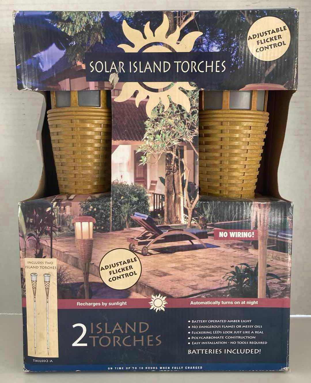 Photo 1 of NEW SOLAR ISLAND TORCHES BATTERY OPERATED TIKI TORCHES 4.65” X H68.13” (SET OF 2)