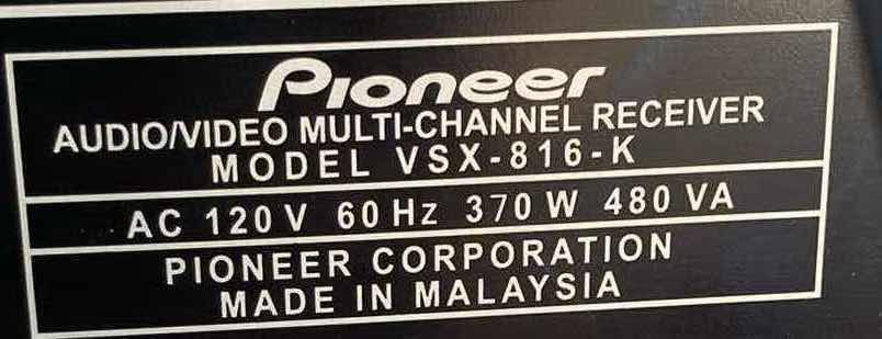 Photo 5 of PIONEER AUDIO/VIDEO MULTI-CHANNEL RECEIVER MODEL VSX-816-K