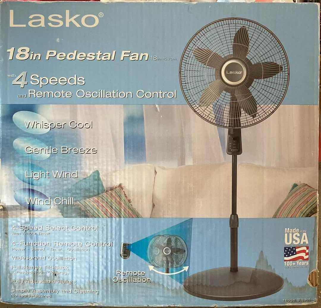 Photo 2 of LASKO 4-SPEED REMOTE CONTROLLED PEDESTAL FAN MODEL S18961