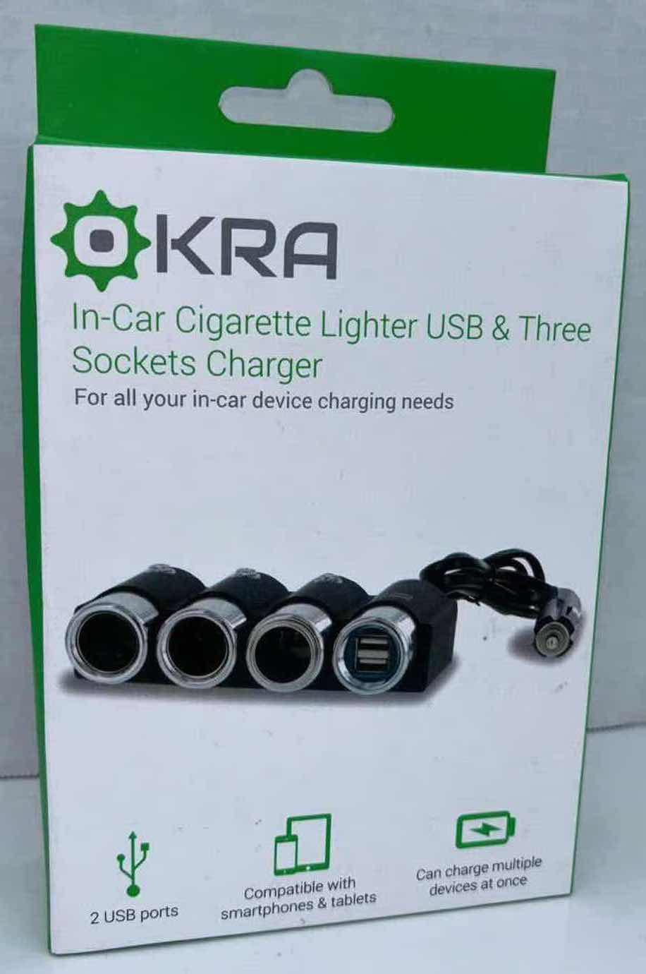 Photo 1 of NEW KRA IN-CAR CIGARETTE LIGHTER USB & THREE SOCKETS CHARGER