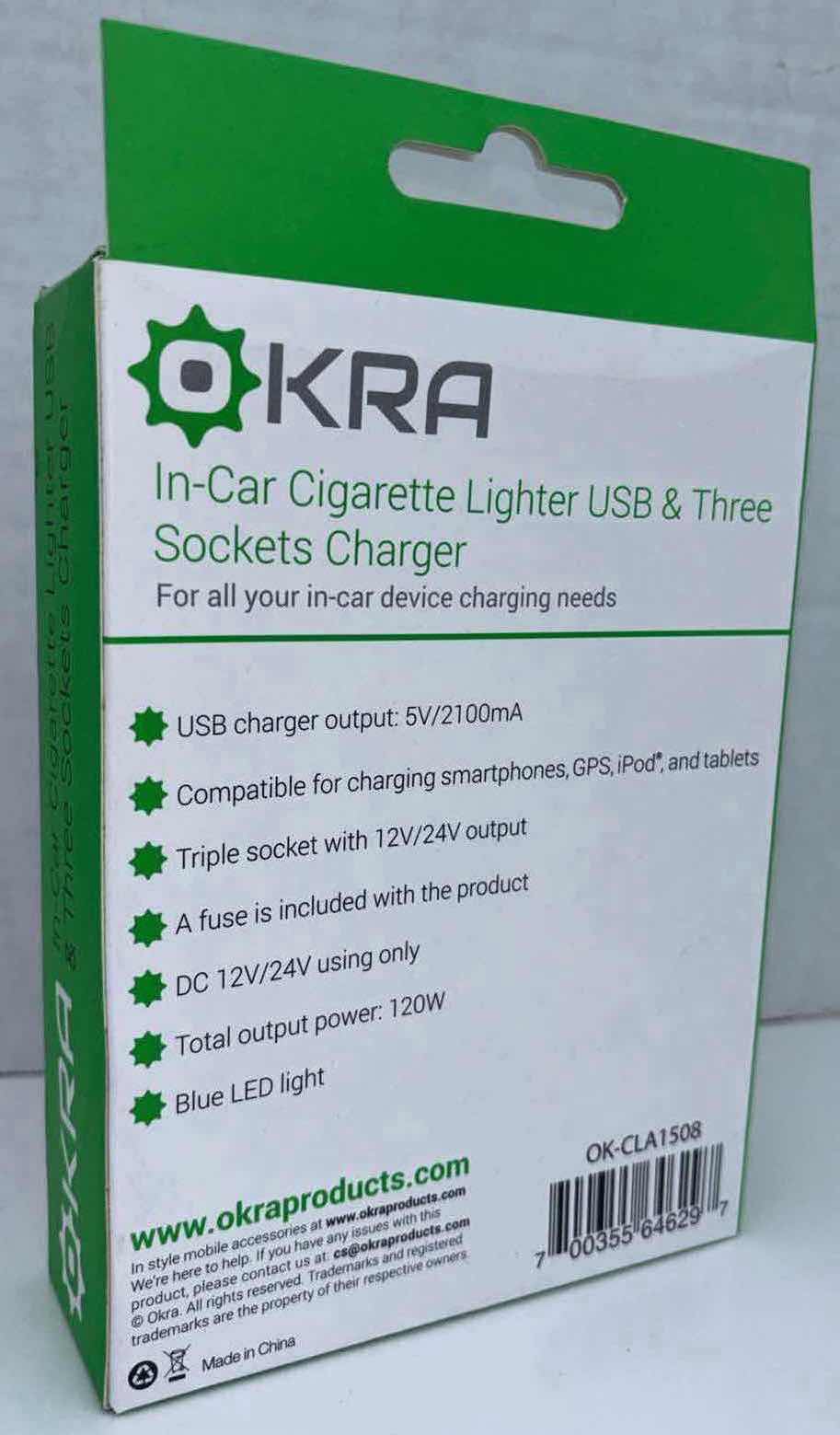 Photo 2 of NEW KRA IN-CAR CIGARETTE LIGHTER USB & THREE SOCKETS CHARGER