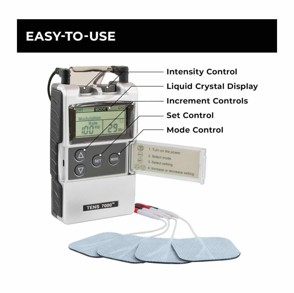 Photo 3 of TENS 7000 DIGITAL STIMULATOR FOR BACK PAIN/ SCIATICA/NERVE/HIP PAIN RELIEF, INCLUDES EXTRA ELECTRODE PADS