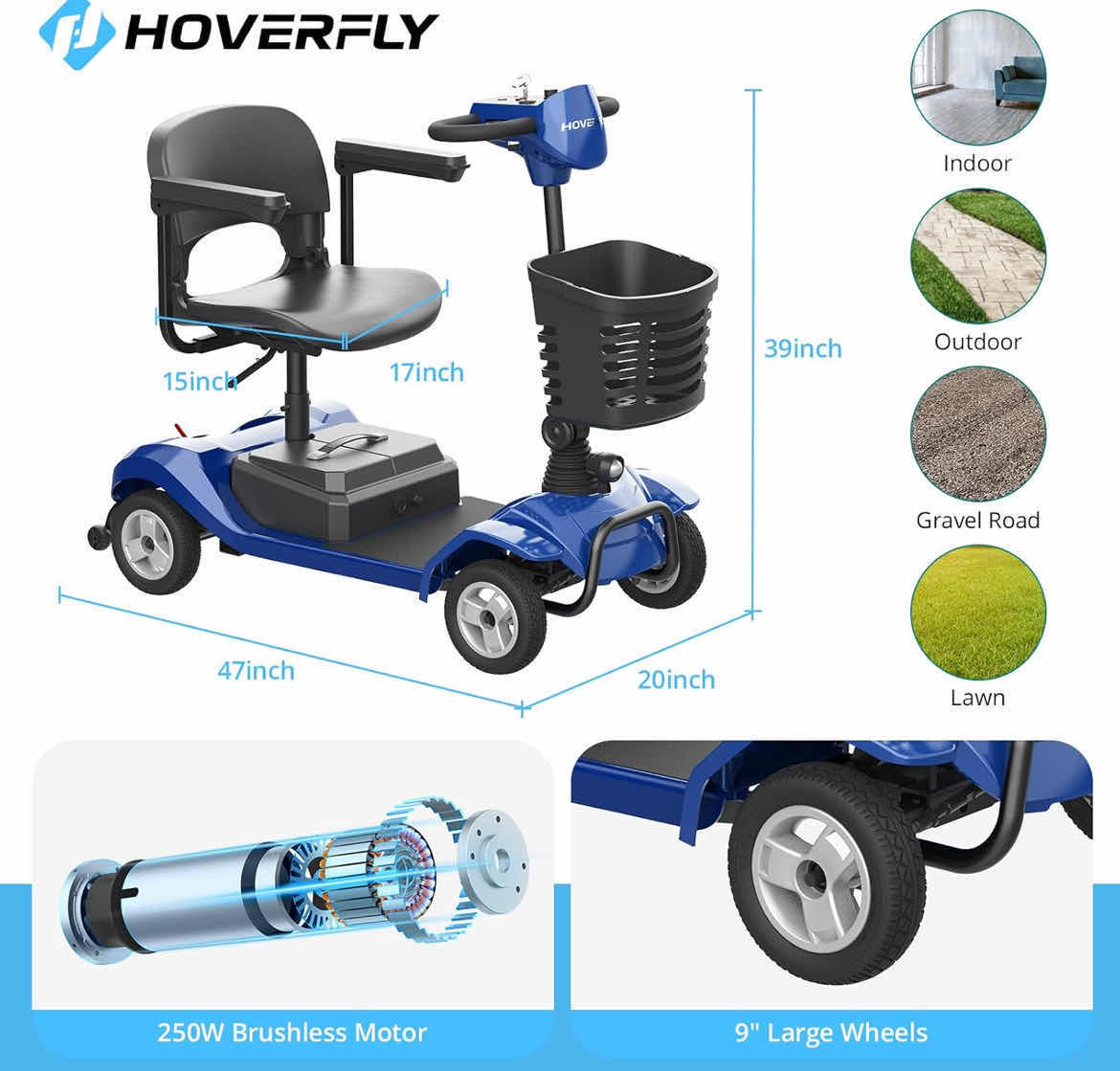 Photo 3 of HOVERFLY BLUE 4 WHEEL MOBILITY SCOOTER MODEL T4 (READ NOTES)