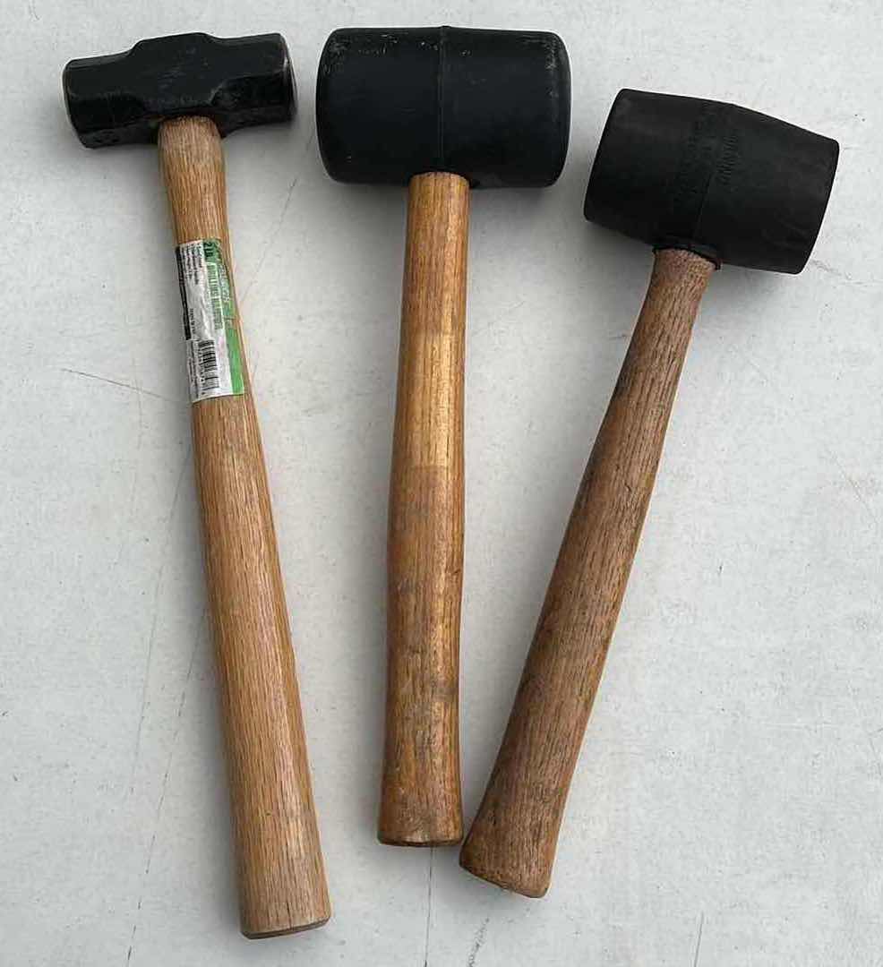 Photo 1 of PITTSBURGH 2LB DRILLING HAMMER W WOOD HANDLE RUBBER MALLETS