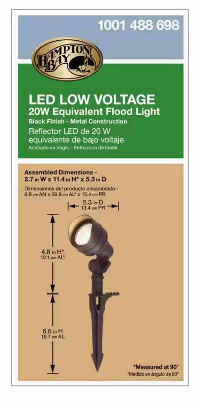 Photo 6 of NEW HAMPTON BAY LED LOW VOLTAGE 20W EQUIVALENT FLOOD LIGHT- BLACK FINISH/METAL CONSTRUCTION (1001 488 698)