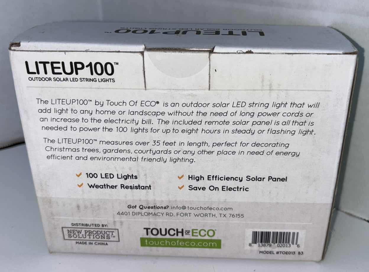 Photo 5 of NEW TOUCH OF ECO LITEUP 100 OUTDOOR SOLAR 100 LED STRING LIGHTS