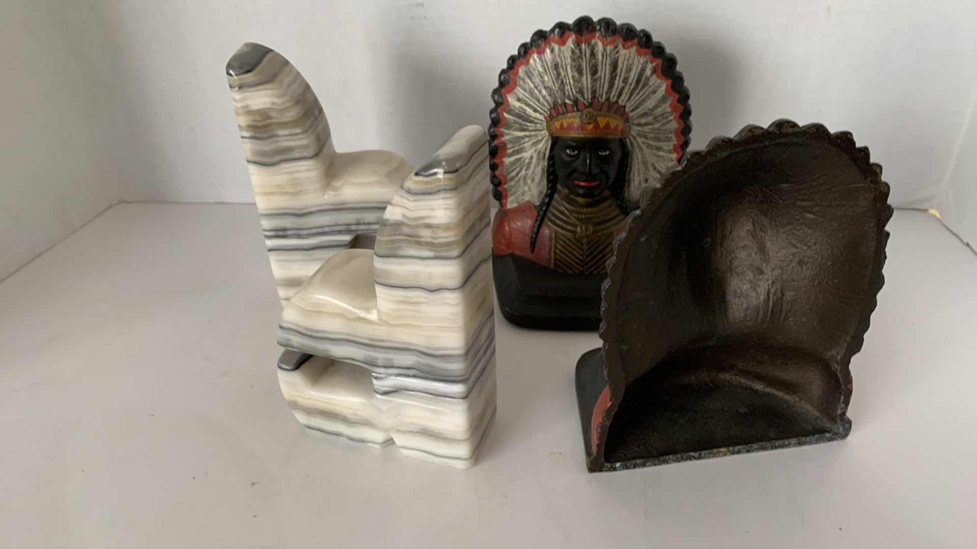 Photo 2 of METAL AND STONE BOOKENDS