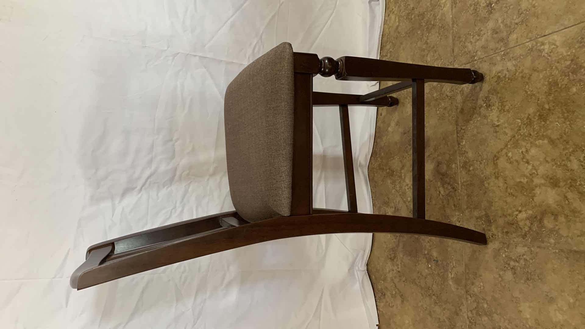 Photo 2 of EAST WEST FURNITURE MAHOGANY UPHOLSTERED DINING CHAIRS 41” TALL