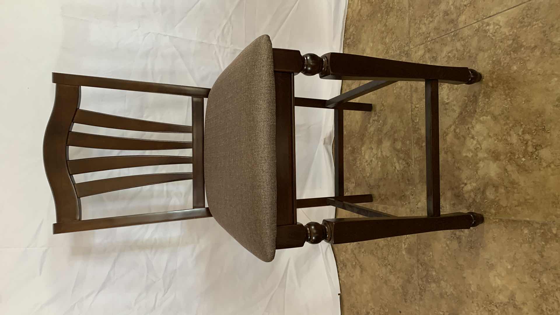 Photo 1 of EAST WEST FURNITURE MAHOGANY UPHOLSTERED DINING CHAIRS 41” TALL