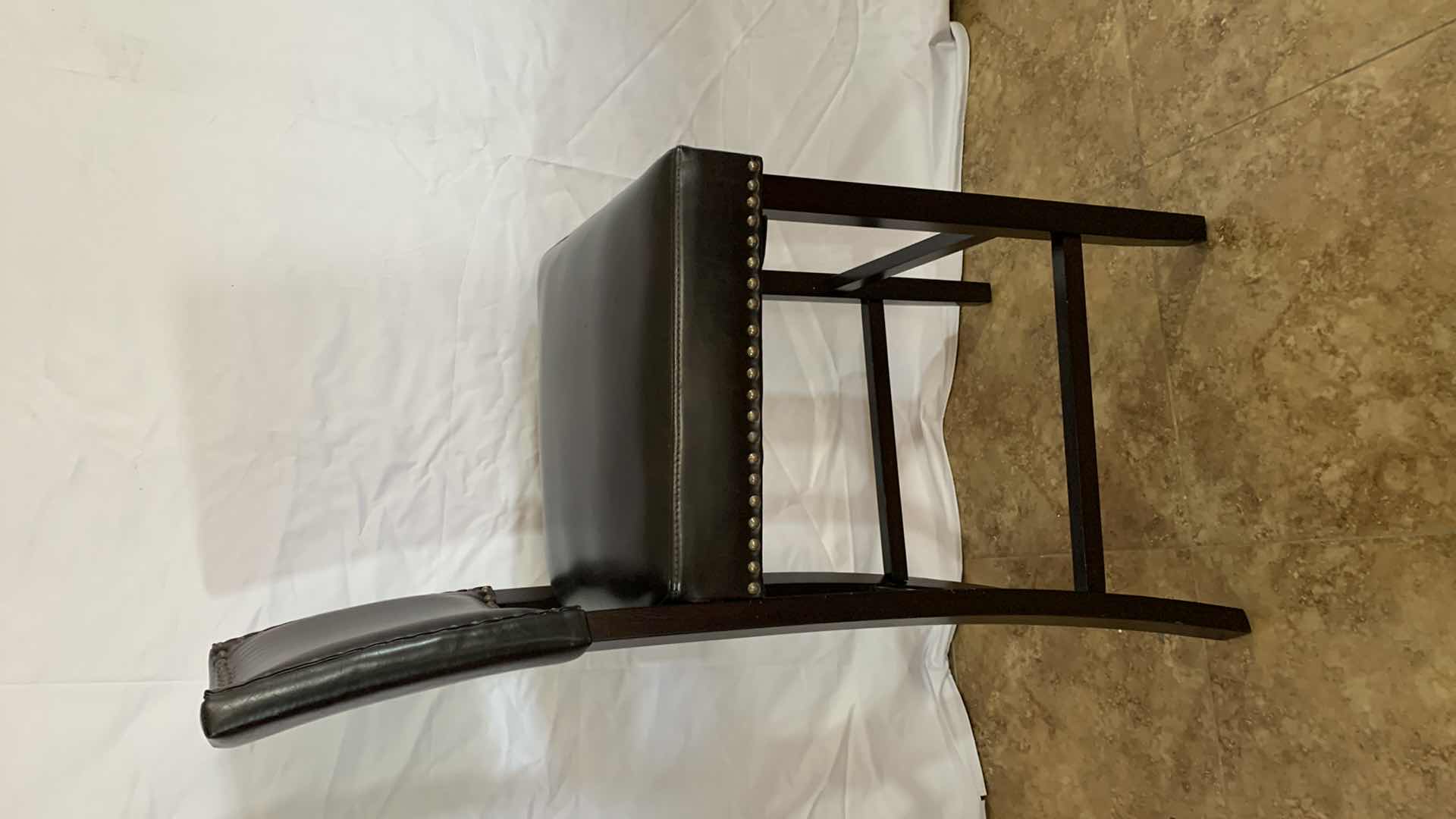 Photo 2 of CHRISTOPHER KNIGHT LEATHER COUNTER STOOL WITH NAIL HEAD TRIM 44” TALL