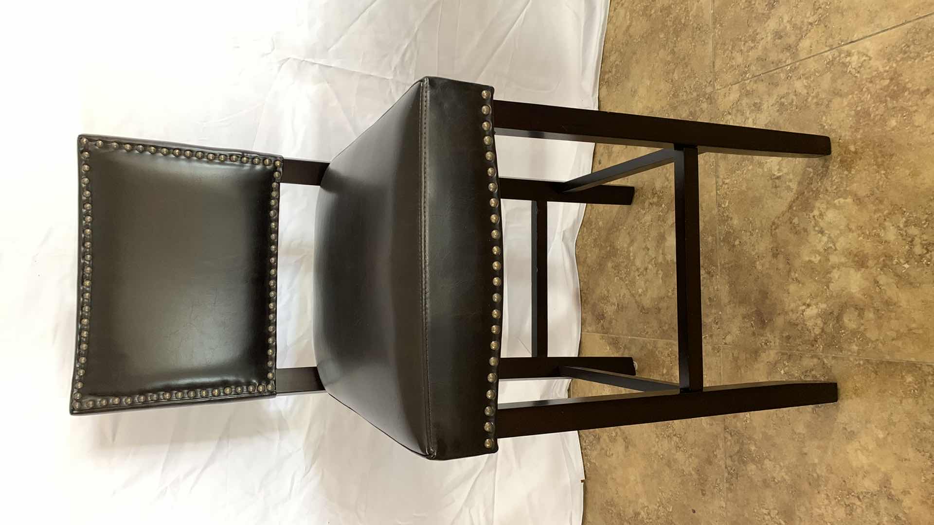 Photo 1 of CHRISTOPHER KNIGHT LEATHER COUNTER STOOL WITH NAIL HEAD TRIM 44” TALL