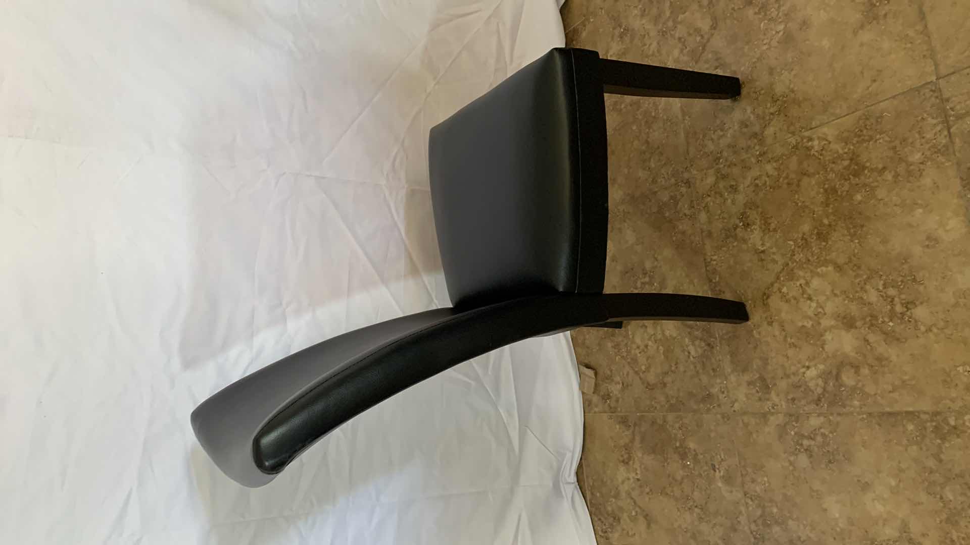 Photo 2 of PARSONS BLACK LEATHER DINING CHAIR 38” TALL