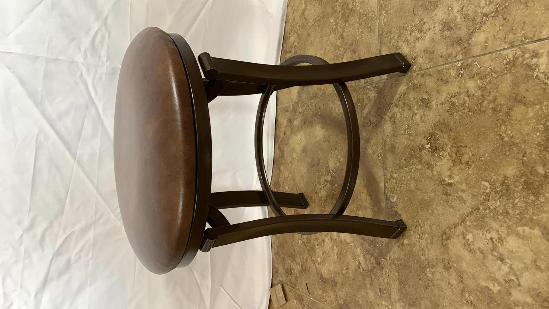 Photo 1 of HILLSDALE FURNITURE HASTING BACKLESS ANTIQUE BROWN VANITY STOOL 19” TALL