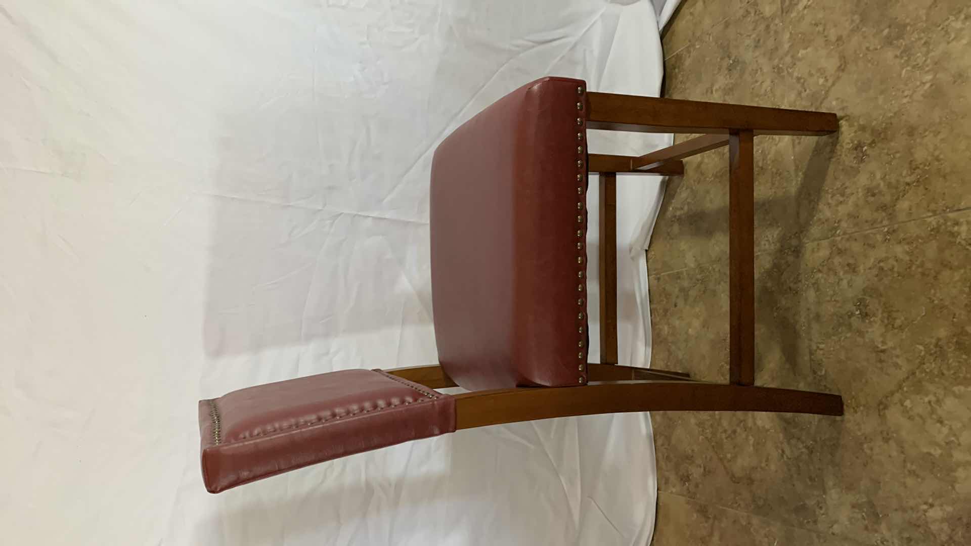 Photo 2 of FAUX LEATHER COUNTER STOOL WITH NAILHEAD TRIM 40” TALL