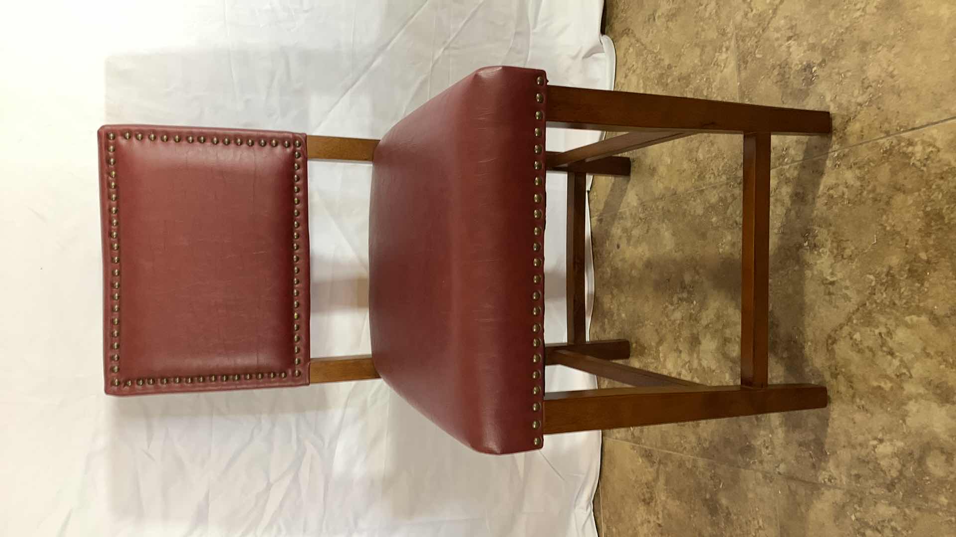 Photo 1 of FAUX LEATHER COUNTER STOOL WITH NAILHEAD TRIM 40” TALL